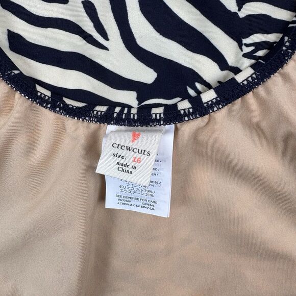 Crewcuts By J Crew Zebra Print Bathing Suit Girls Youth 16 One Piece Open Back - Picture 10 of 10